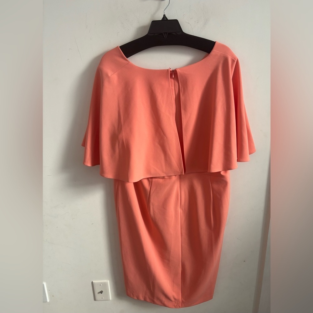 Calvin Klein Womens Dress Peach V-Neck 22W Cape Sheath Work to Dinner Elegant - Picture 3 of 10